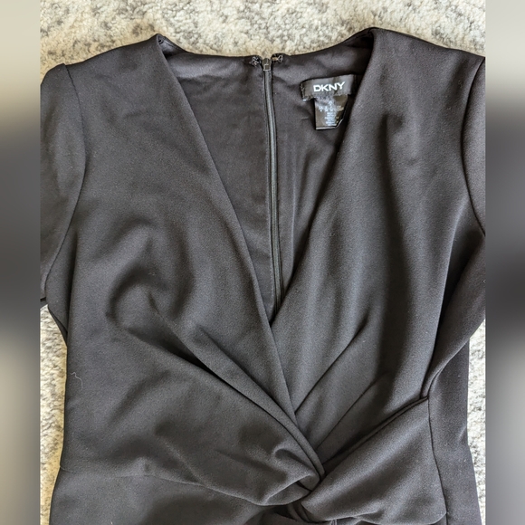 DKNY long sleeve twist knot black dress women's size 4 - Picture 4 of 4